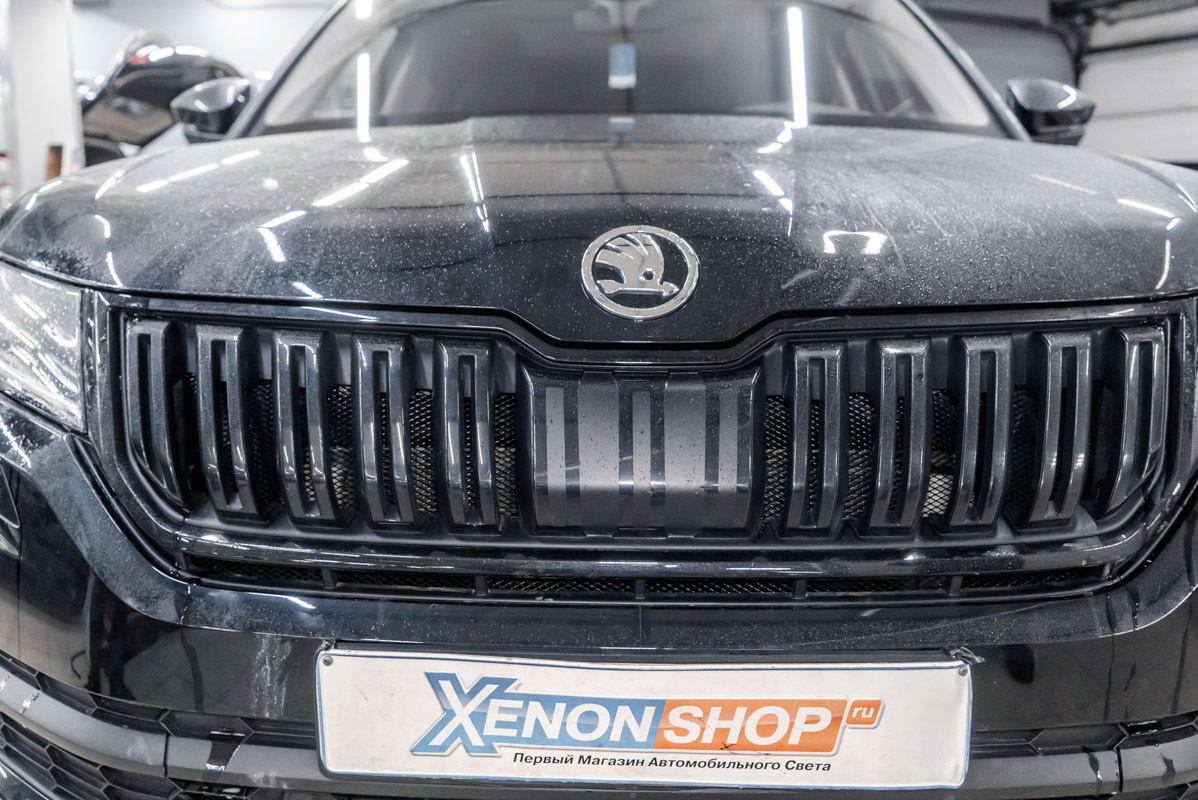 Установка металлической сетки в бампер Шкода Кодиак (Skoda Kodiaq ...