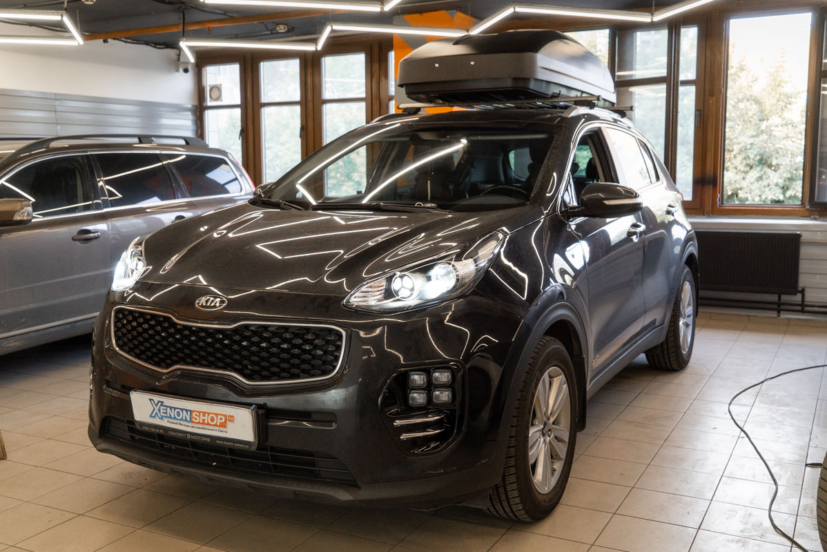 Замена галогенных линз КИА Спортаж (Kia Sportage) 2018 на светодиодные  линзы MTF - Установка КсенонШоп в Москве