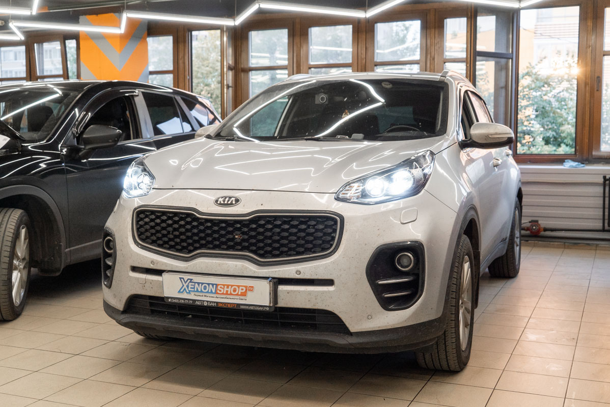 Замена ксеноновых линз Киа Спортаж (Kia Sportage) 2016 на светодиодные  модули - Установка КсенонШоп в Москве