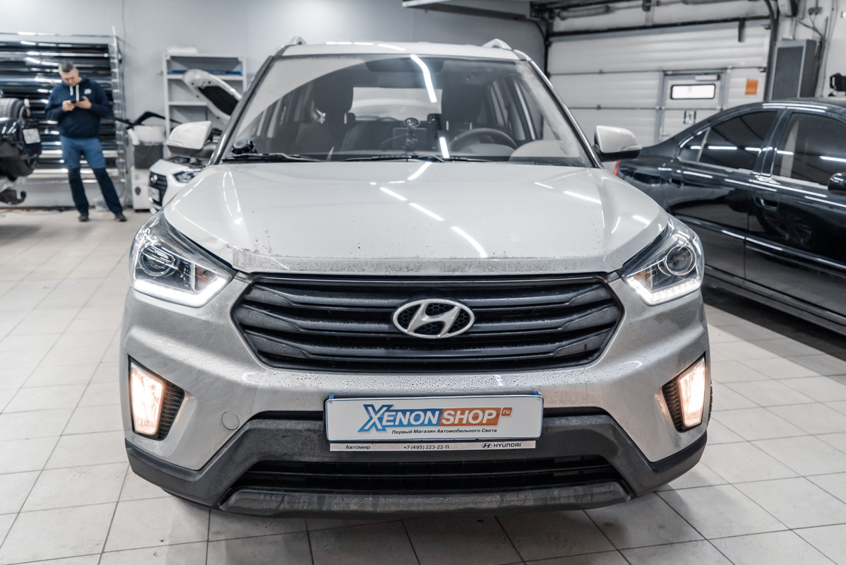 Установка светодиодных ламп в ПТФ Хендай Крета (Hyundai Creta) - Установка  КсенонШоп в Москве